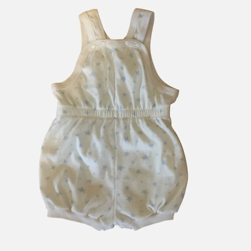 BABY DIOR Vintage Baby Romper 24M White Blue Star Overalls USA 27–30 lbs VBC - Picture 2 of 5